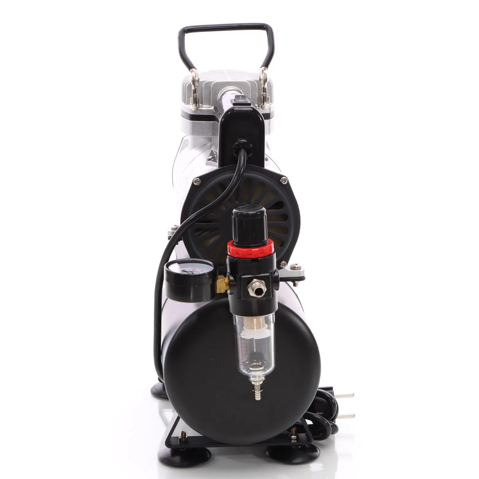 Wiltec Airbrush Kompressor AF186 mit Lufttank, 1 Zylinder Kolben, max. 4 bar Druck und Start-Stop Automatik, für Modellbau, Tattoos, Nailart