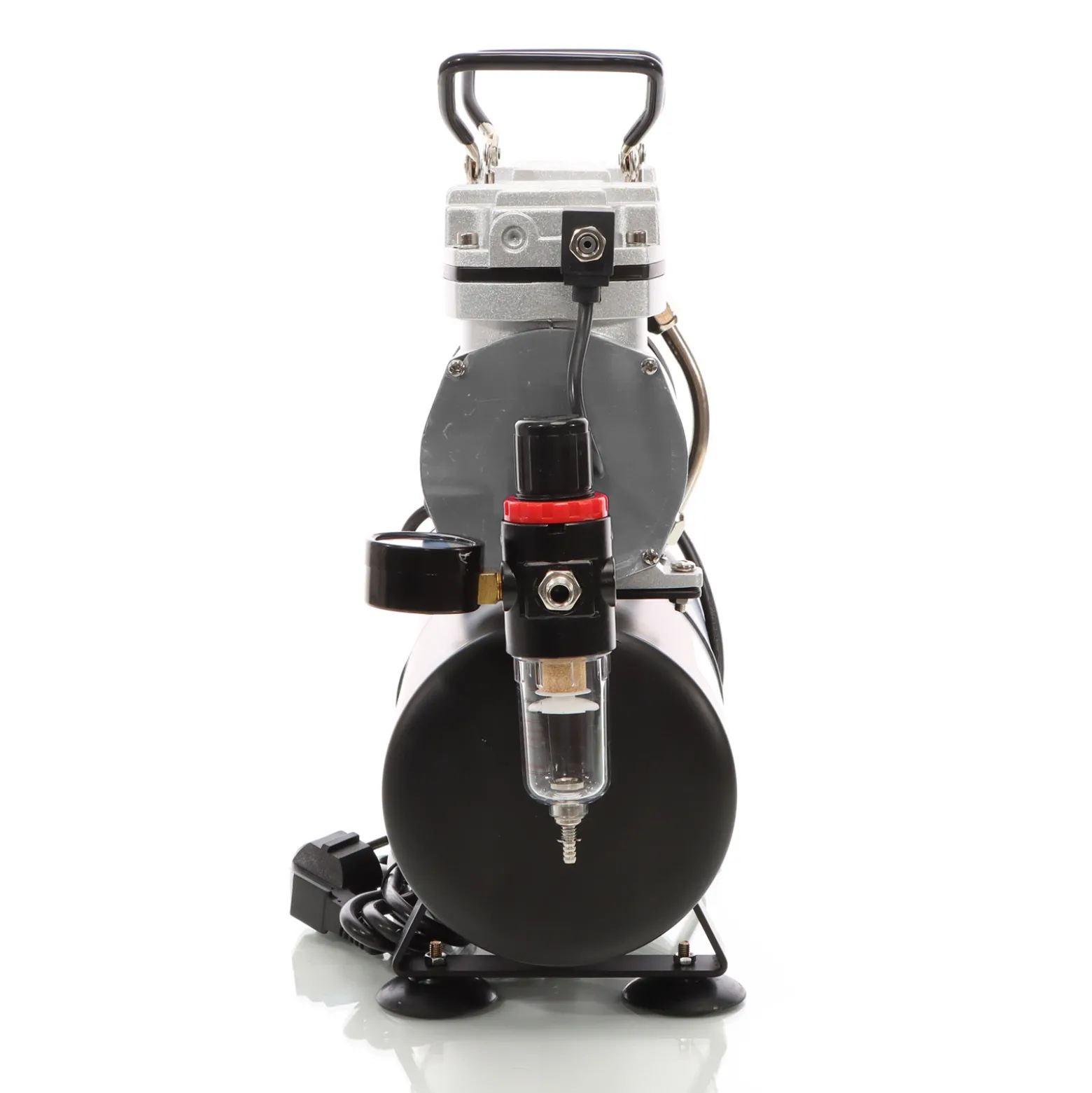 Wiltec Airbrush Kompressor AS196 mit Lufttank, Doppelzylinder Kolben, max. 6 bar Druck und Abschaltautomatik, für Modellbau, Tattoos, Nailart