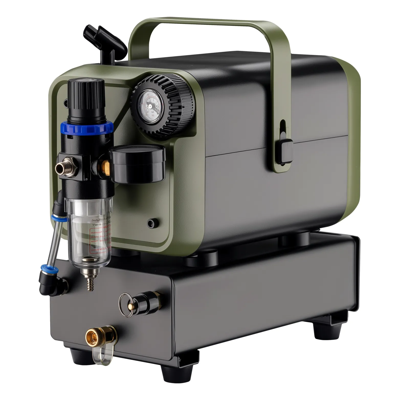 Wiltec Airbrush Kompressor HS-679F 1/6 PS, Druckluftkompressor 28 l/min Luftzufuhr, Kompressor für Airbrush-Pistole mit Halterung, Luftkompressor mit Druckmesser für Airbrush-Design