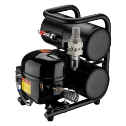 Wiltec Airbrush Kompressor HO-826, Druckluftkompressor 43-32 l/min Luftzufuhr, Kompressor für Airbrush-Pistole 2000-ml-Öltank, Luftkompressor 3-8 bar für Airbrush-Design