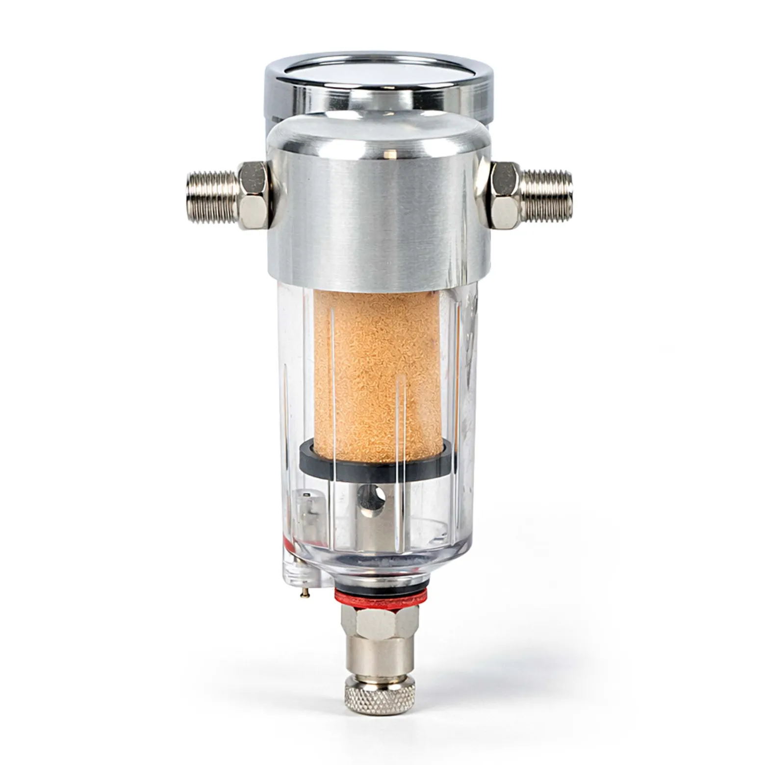Wiltec Airbrush Kompressor Minifilter, 9,51 mm Gewinde (1/8"), Luftfilter mit Wasserabscheider und Manometer, Airbrush Zubehör