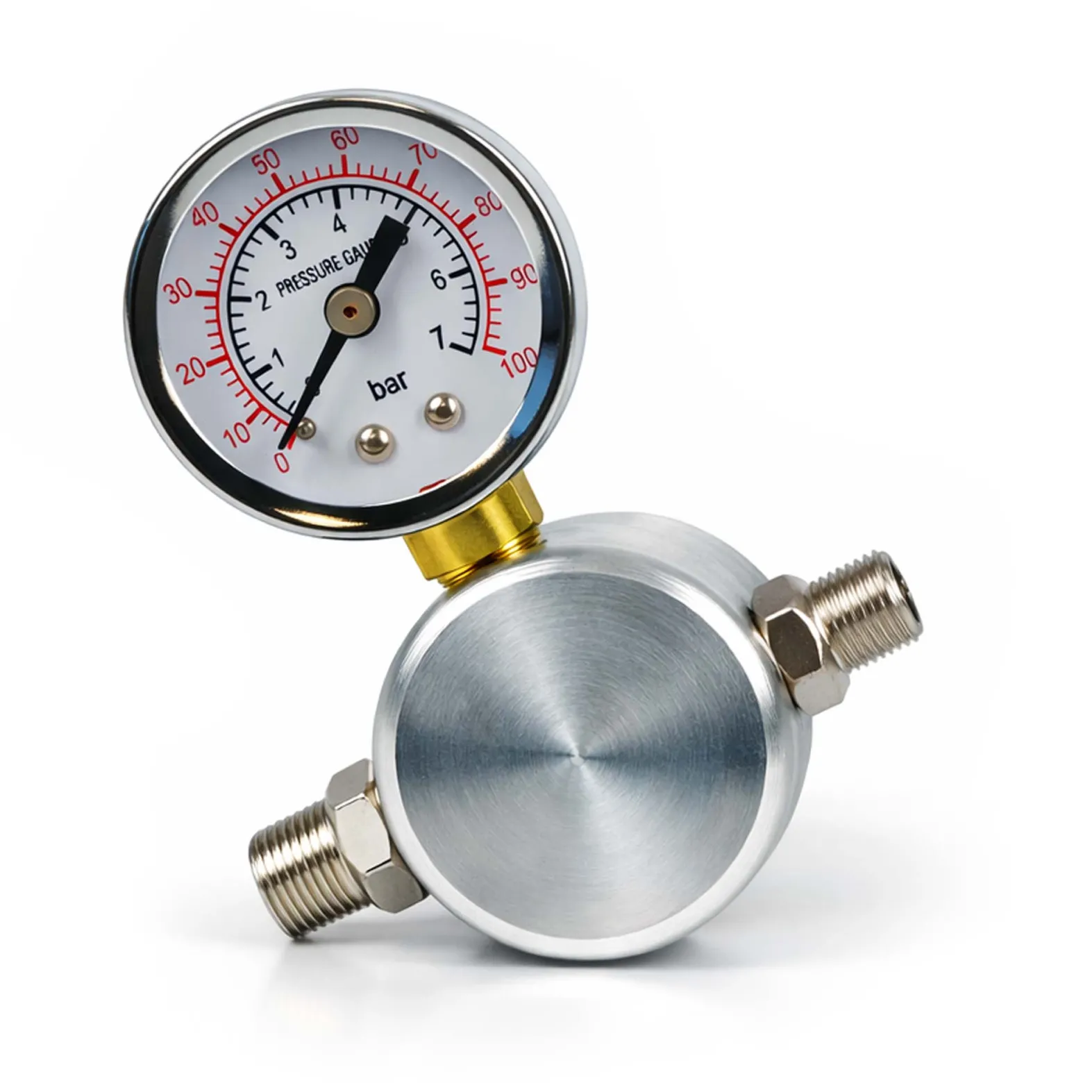 Wiltec Airbrush Kompressor Minifilter, 9,51 mm Gewinde (1/8"), Luftfilter mit Wasserabscheider und Manometer, Airbrush Zubehör