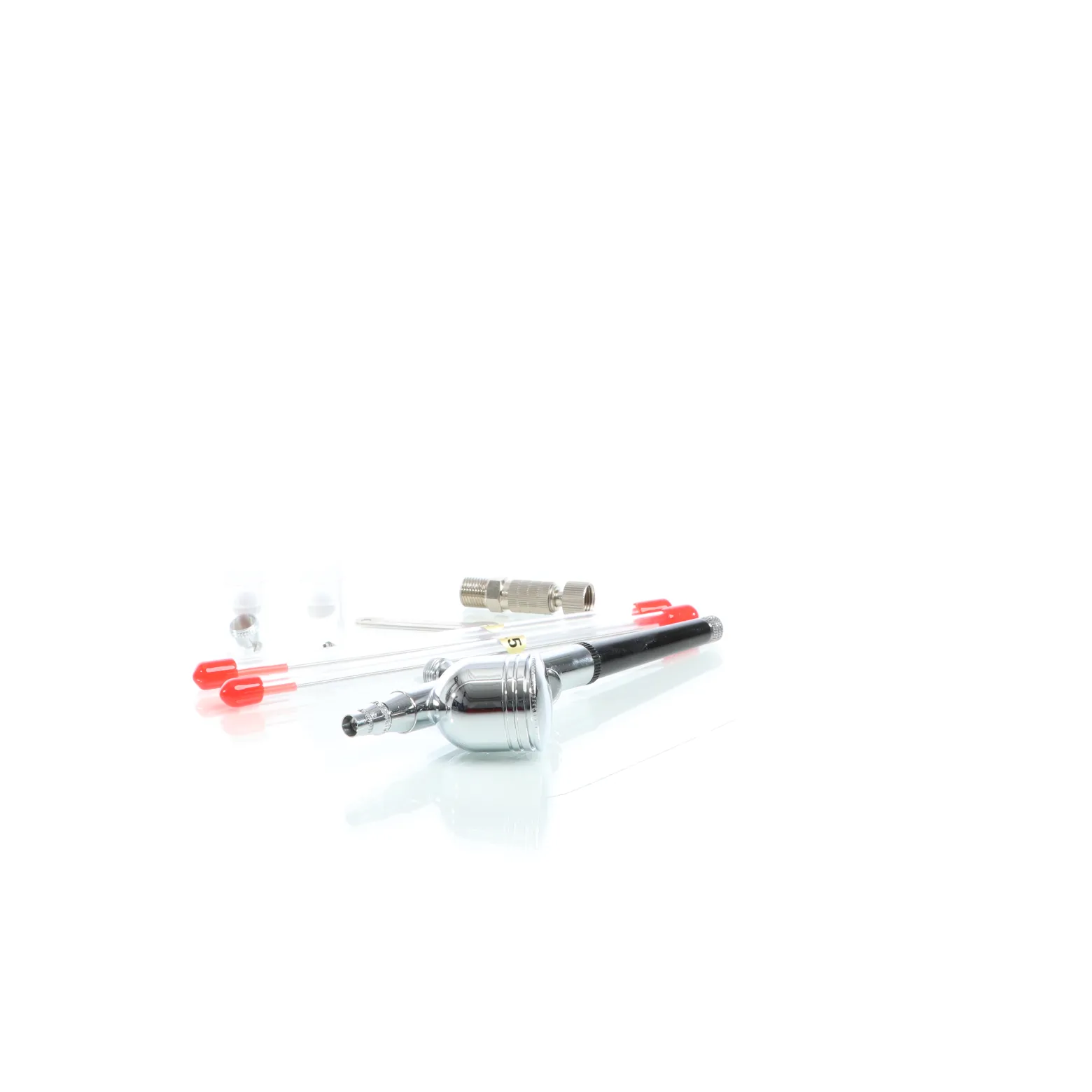 Wiltec Airbrush Pistole Set Typ 130T mit Double Action Funktion, Nadel und Düse Ø 0,2-0,5 mm, 1 Farbbecher, Adapter für Modellbau, Nailart usw.