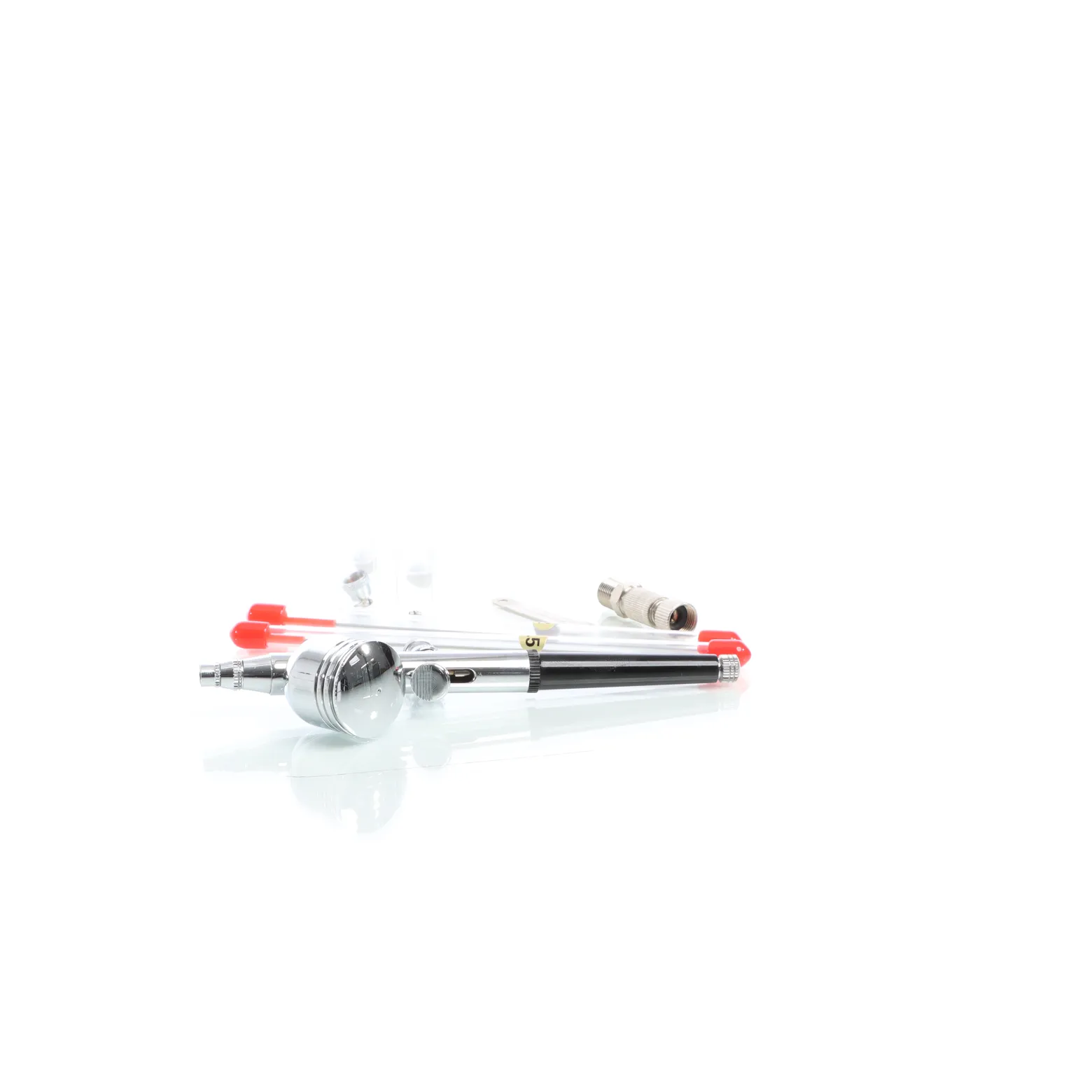 Wiltec Airbrush Pistole Set Typ 130T mit Double Action Funktion, Nadel und Düse Ø 0,2-0,5 mm, 1 Farbbecher, Adapter für Modellbau, Nailart usw.