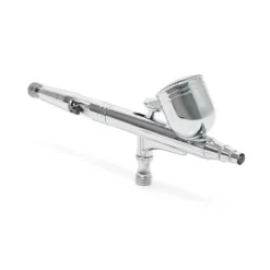 Wiltec Airbrush Pistole Set Typ 130T mit Double Action Funktion, Nadel und Düse Ø 0,2-0,5 mm, 1 Farbbecher, Adapter für Modellbau, Nailart usw.