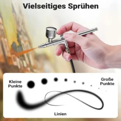Wiltec Airbrush Pistole Typ HS-30-1, Air Brush mit 0,3 mm Düse und Flüssigkeitsbecher 7 ml, präzise Airbrushpistole für Nägel, Tattoo, Modellbau