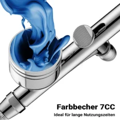 Wiltec Airbrush Pistole Typ HS-30-1, Air Brush mit 0,3 mm Düse und Flüssigkeitsbecher 7 ml, präzise Airbrushpistole für Nägel, Tattoo, Modellbau