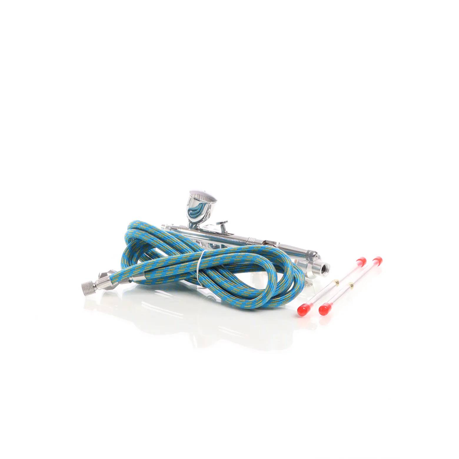 Wiltec Airbrush Pistole Typ 186K mit Double Action Funktion, Düse Ø 0,2-0,5 mm, 3 Farbbecher, Adapter für Modellbau, Nailart usw.