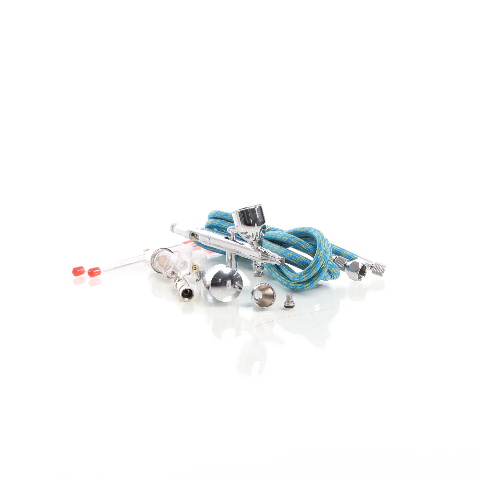 Wiltec Airbrush Pistole Typ 186K mit Double Action Funktion, Düse Ø 0,2-0,5 mm, 3 Farbbecher, Adapter für Modellbau, Nailart usw.