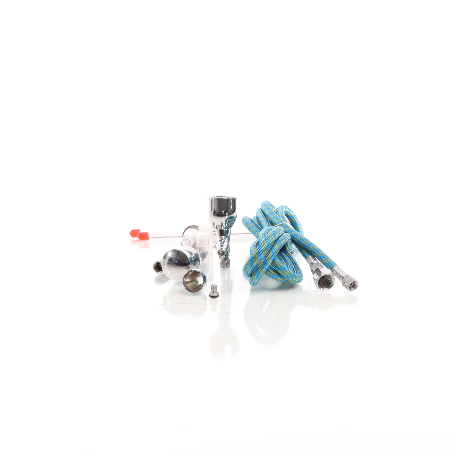 Wiltec Airbrush Pistole Typ 186K mit Double Action Funktion, Düse Ø 0,2-0,5 mm, 3 Farbbecher, Adapter für Modellbau, Nailart usw.