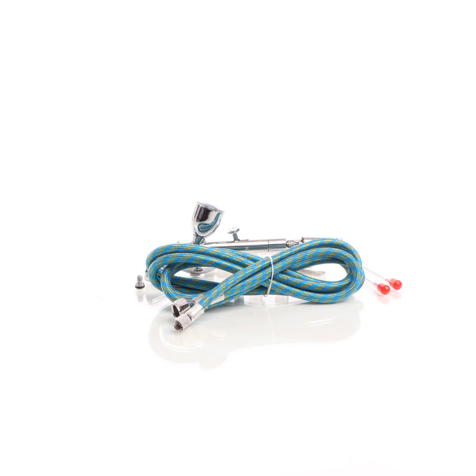 Wiltec Airbrush Pistole Typ 186K mit Double Action Funktion, Düse Ø 0,2-0,5 mm, 3 Farbbecher, Adapter für Modellbau, Nailart usw.