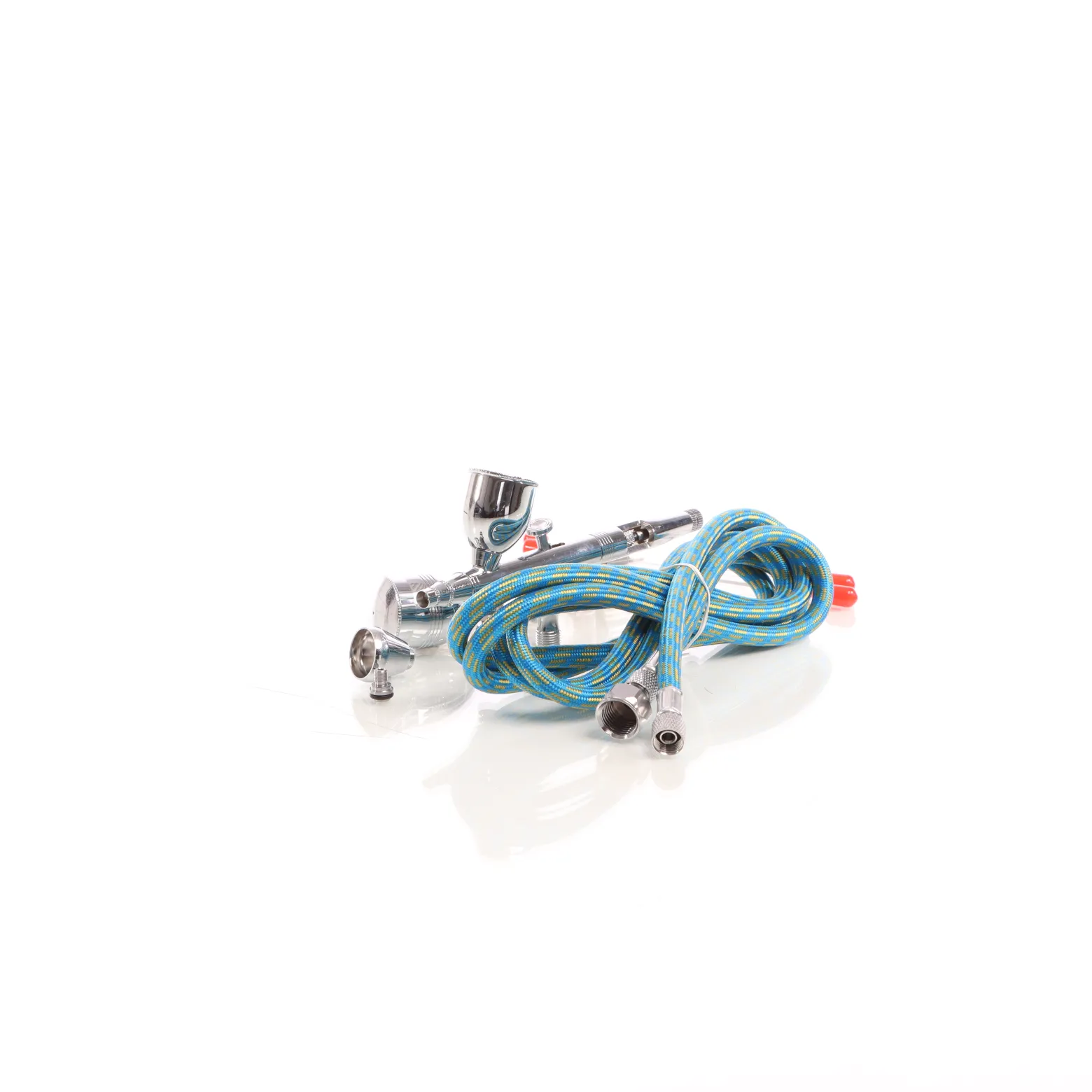 Wiltec Airbrush Pistole Typ 186K mit Double Action Funktion, Düse Ø 0,2-0,5 mm, 3 Farbbecher, Adapter für Modellbau, Nailart usw.