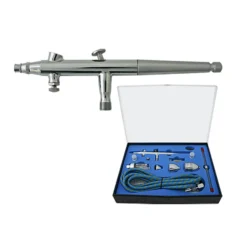 Wiltec Airbrush Pistole Typ 186K mit Double Action Funktion, Düse Ø 0,2-0,5 mm, 3 Farbbecher, Adapter für Modellbau, Nailart usw.