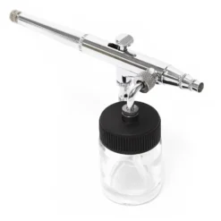Wiltec Airbrush Pistole Typ 134K mit Double Action Funktion, Düse Ø 0,2-0,5 mm, 2 Farbbecher, Adapter für Modellbau, Nailart usw.