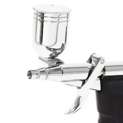Wiltec Airbrush Pistole Typ 116 LN-116K mit Double Action Funktion, Nadel und Düse Ø 0,3 mm, 2 Farbbecher, Adapter für Modellbau, Nailart usw.