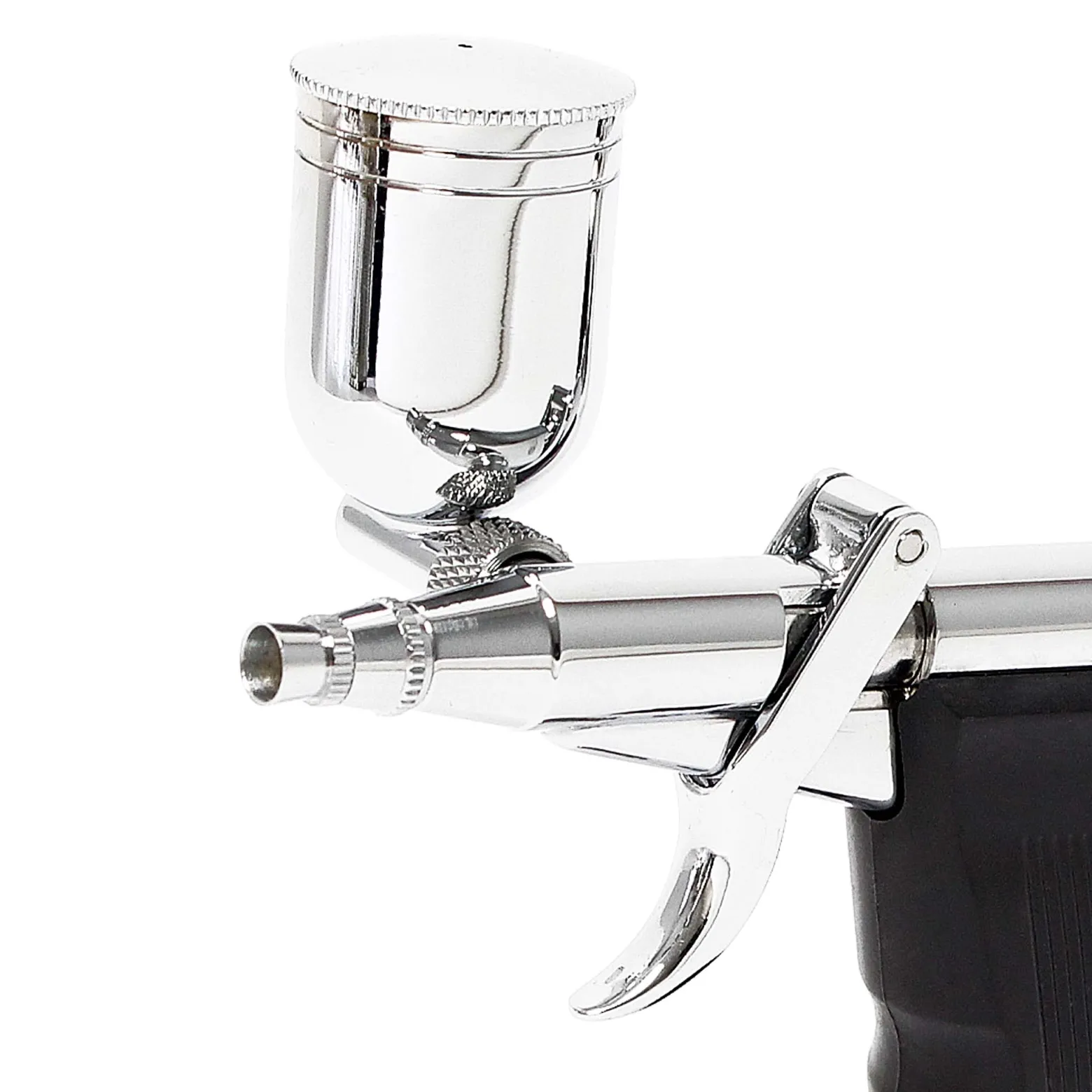 Wiltec Airbrush Pistole Typ 116 LN-116K mit Double Action Funktion, Nadel und Düse Ø 0,3 mm, 2 Farbbecher, Adapter für Modellbau, Nailart usw.