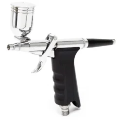 Wiltec Airbrush Pistole Typ 116 LN-116K mit Double Action Funktion, Nadel und Düse Ø 0,3 mm, 2 Farbbecher, Adapter für Modellbau, Nailart usw.
