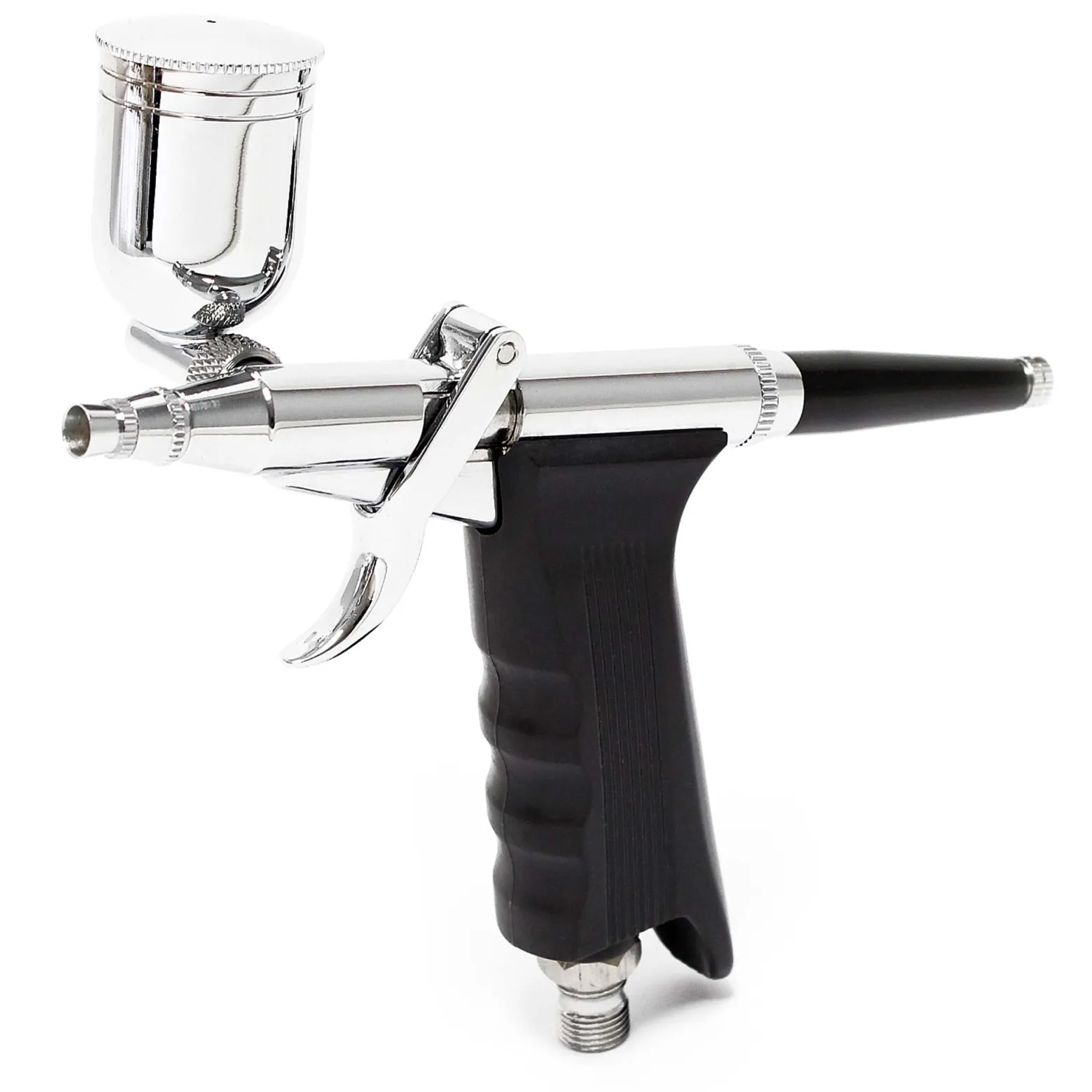 Wiltec Airbrush Pistole Typ 116 LN-116K mit Double Action Funktion, Nadel und Düse Ø 0,3 mm, 2 Farbbecher, Adapter für Modellbau, Nailart usw.