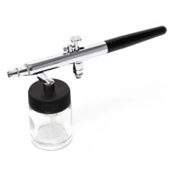 Wiltec Airbrush Pistole Typ 128 mit Double Action Funktion, Nadel und Düse Ø 0,35 mm, 3 Farbbecher, Adapter und Schlauch, für Modellbau, Nailart usw.