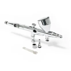 Wiltec Airbrush Pistole Typ 180 mit Double Action Funktion, Düse Ø 0,3 mm, 1 Farbbecher, Adapter für Modellbau, Nailart usw.