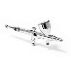 Wiltec Airbrush Pistole Typ 180 mit Double Action Funktion, Düse Ø 0,3 mm, 1 Farbbecher, Adapter für Modellbau, Nailart usw.