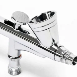 Wiltec Airbrush Pistole Typ 135 mit Double Action Funktion, Düse Ø 0,3 mm, 2 ml Farbbecher, Pipette, Adapter für Modellbau, Nailart usw.