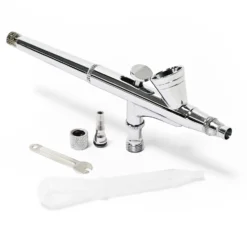 Wiltec Airbrush Pistole Typ 135 mit Double Action Funktion, Düse Ø 0,3 mm, 2 ml Farbbecher, Pipette, Adapter für Modellbau, Nailart usw.