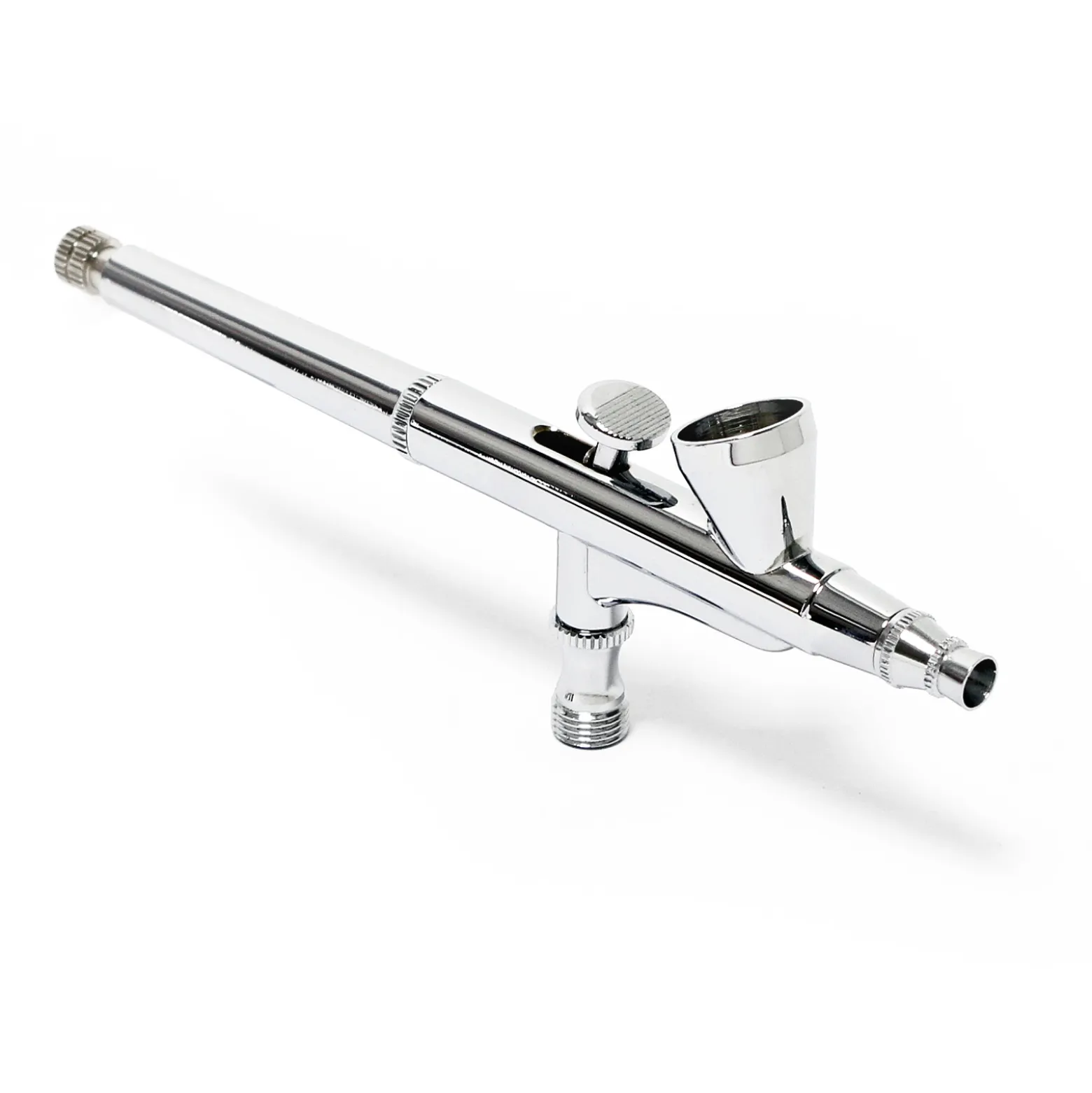 Wiltec Airbrush Pistole Typ 136T mit Double Action Funktion, Düse Ø 0,2-0,5 mm, 1 Farbbecher, Adapter für Modellbau, Nailart usw.