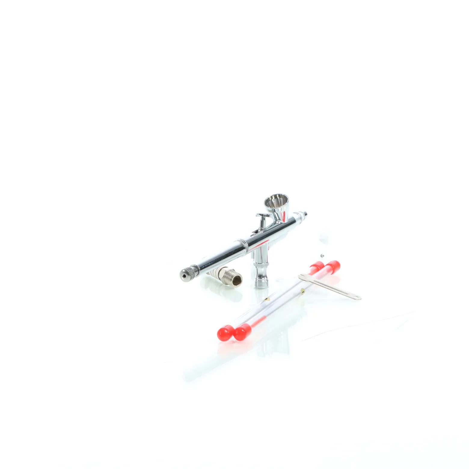 Wiltec Airbrush Pistole Typ 136T mit Double Action Funktion, Düse Ø 0,2-0,5 mm, 1 Farbbecher, Adapter für Modellbau, Nailart usw.