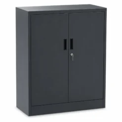 Wiltec Aktenschrank Stahl 80 x 40 x 92 cm anthrazit, abschließbarer Metallschrank mit 2 Einlegeböden, Büroschrank mit 50 kg Traglast je Ebene