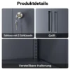 Wiltec Aktenschrank Stahl 78 x 39 x 170 cm anthrazit, abschließbarer Metallschrank mit 4 Einlegeböden, Büroschrank mit 50 kg Traglast je Ebene