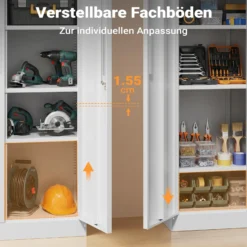 Wiltec Aktenschrank Stahl 78 x 39 x 170 cm weiß, abschließbarer Metallschrank mit 4 Einlegeböden, Büroschrank mit 50 kg Traglast je Ebene