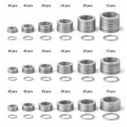 Wiltec Aluminium Dichtring Set 450 teilig, Satz Dichtungsringe in übersichtlicher Kunststoffbox, O Ring Sortiment in verschiedenen Größen