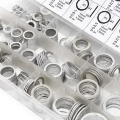 Wiltec Aluminium Dichtring Set 450 teilig, Satz Dichtungsringe in übersichtlicher Kunststoffbox, O Ring Sortiment in verschiedenen Größen
