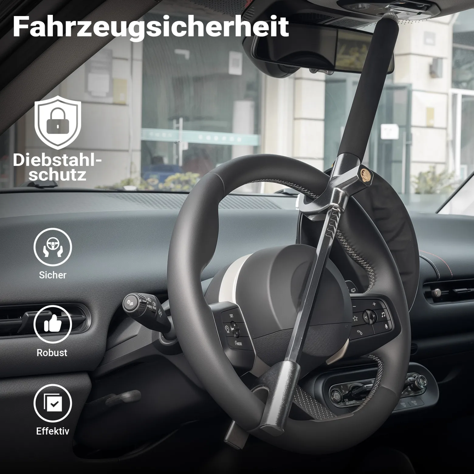 Wiltec Aluminium Lenkradsperre 440 x 120 x 45 mm als Lenkradschloss und Diebstahlsicherung fürs Auto