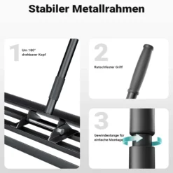 Wiltec Aluminium Rasenrakel 121,9 x 25,4 cm mit 2 m Stiel, Rasen Rakel Unebenheiten im Rasen ausgleichen, Leveler Gartengerät zum Rasen sanden