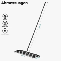 Wiltec Aluminium Rasenrakel 76 x 25,4 cm Mit 2 m Stiel, Unebenheiten Ausgleichen, Leveler Gartengerät Zum Sanden