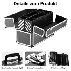 Wiltec Alu Transportkoffer, Aufbewahrungskoffer mit 2 Schlüsseln, Universalkoffer für Werkzeug, Hobby, Arbeit, Mehrzweckkoffer mit Innenaufteilung