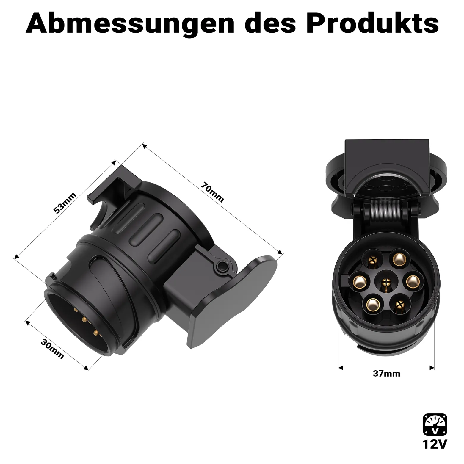 Wiltec Anhänger Adapter 13 auf 7 polig 12V, Kunststoff Adapter für PKW Anhänger, Anhängerkupplung Steckanschluss, Anhängersteckdose