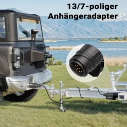 Wiltec Anhänger Adapter 13 auf 7 polig 12V, Kunststoff Adapter für PKW Anhänger, Anhängerkupplung Steckanschluss, Anhängersteckdose