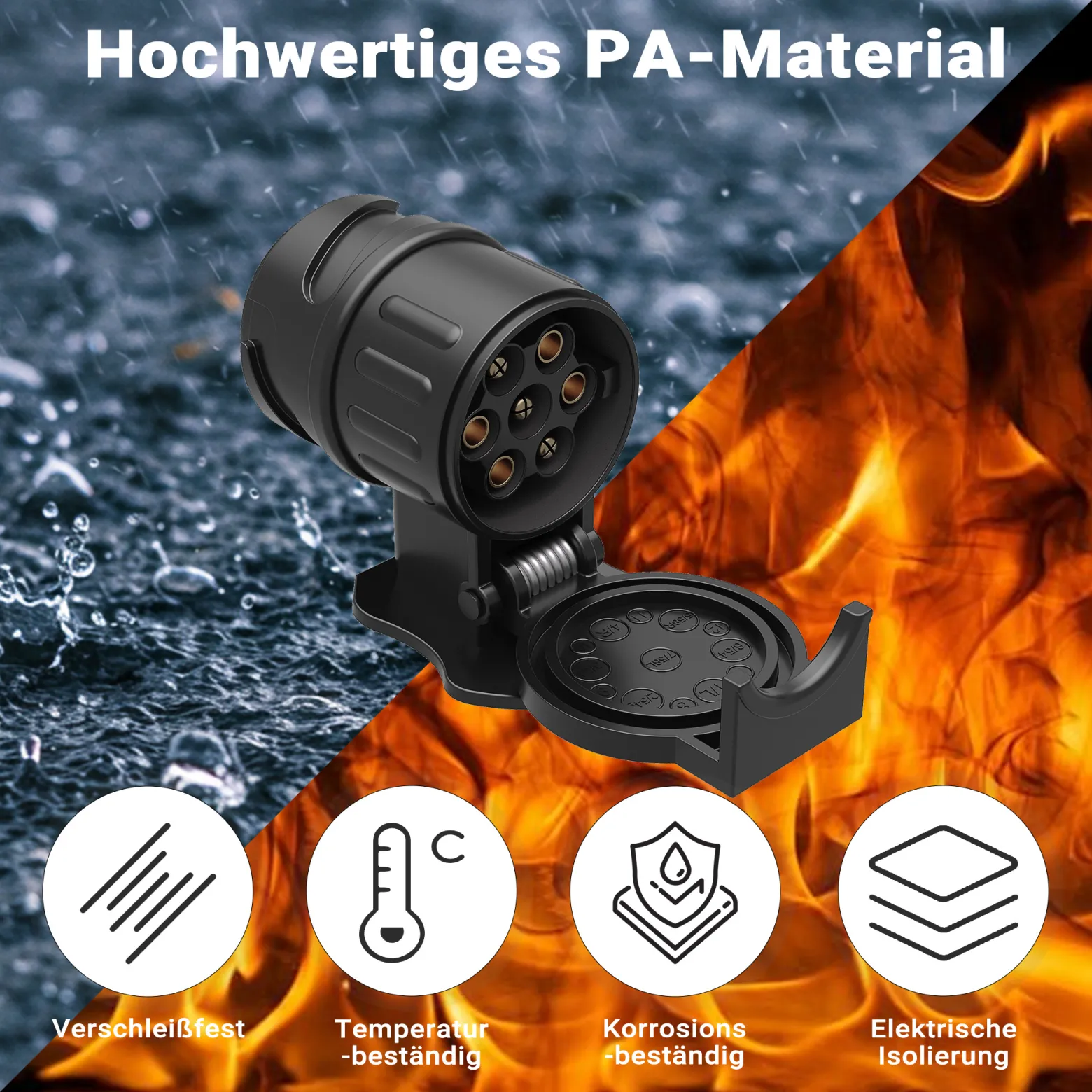 Wiltec Anhänger Adapter 13 auf 7 polig 12V, Kunststoff Adapter für PKW Anhänger, Anhängerkupplung Steckanschluss, Anhängersteckdose