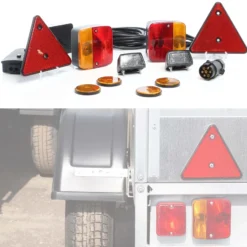 Wiltec Anhängerbeleuchtung Set mit 7-poligem Stecker, Leuchten, Reflektoren und Kabel für Anhänger, Anhängerleuchte mit verschiedenen Funktionen