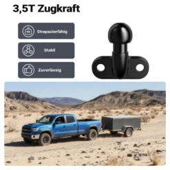 Wiltec Anhängerkupplung mit 50 mm Kugelkopf, 3,5 t Zugkraft, Anhängevorrichtung aus Gussstahl für Pkw Lkw Traktor, 2 Loch Anschraubplatte
