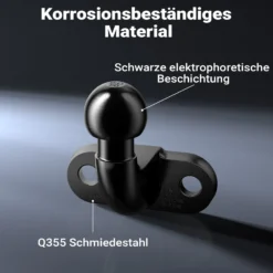 Wiltec Anhängerkupplung mit 50 mm Kugelkopf, 3,5 t Zugkraft, Anhängevorrichtung aus Gussstahl für Pkw Lkw Traktor, 2 Loch Anschraubplatte