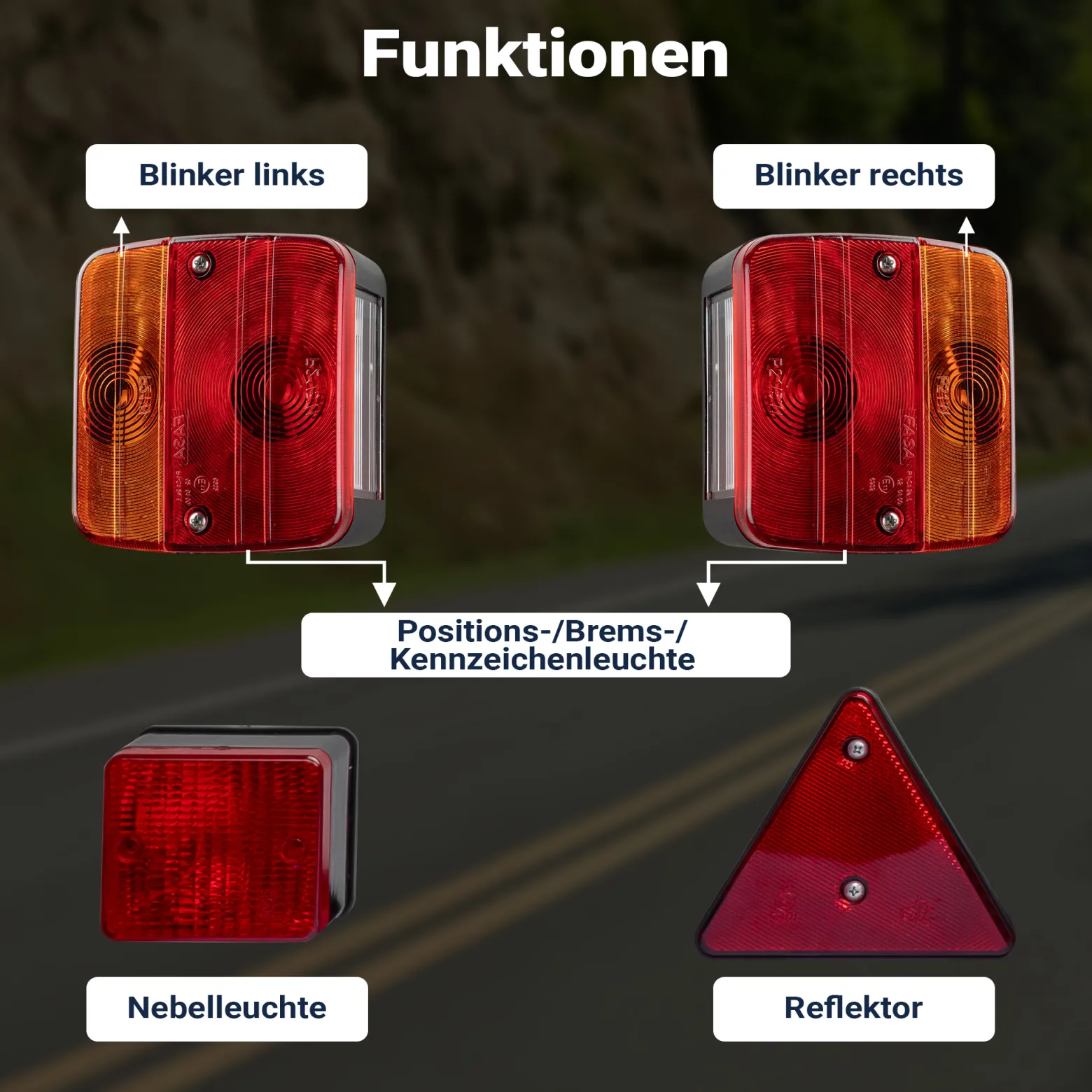 Wiltec Anhänger Lichtleiste 7-polig 12V 137 cm, Anhängerbeleuchtung für PKW und Fahrradträger, Adapter für Anhänger