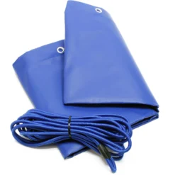 Wiltec Anhängerplane Flachplane inkl. Planenseil 257,5 x 134,5 x 5 cm, wasserfeste und winddichte Schutzplane, Abdeckplane aus PVC