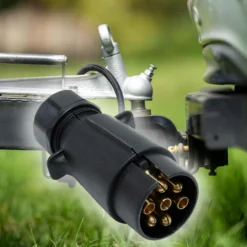 Wiltec Anhänger Stecker 7-polig 12V, Kunststoff Adapter für PKW Anhänger, Anhängerkupplung Steckanschluss, Anhängersteckdose