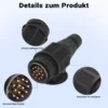 Wiltec Anhänger Stecker 13-polig 12V, Nylon Adapter für PKW Anhänger, Anhängerkupplung Steckanschluss, Anhängersteckdose