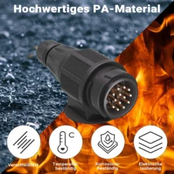 Wiltec Anhänger Stecker 13-polig 12V, Nylon Adapter für PKW Anhänger, Anhängerkupplung Steckanschluss, Anhängersteckdose