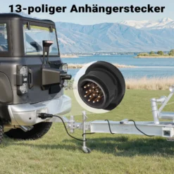 Wiltec Anhänger Stecker 13-polig 12V, Nylon Adapter für PKW Anhänger, Anhängerkupplung Steckanschluss, Anhängersteckdose